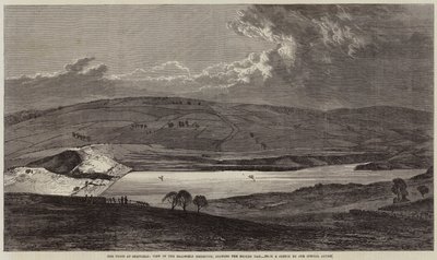 La inundación en Sheffield, vista del embalse de Bradfield, mostrando la presa rota de Edmund Morison Wimperis
